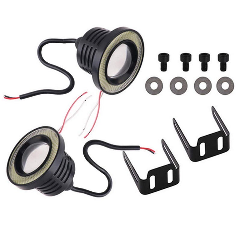 ESUPPORT 2Pcs 2.5" 12V 30W COB LED Fog Light Projector Car Blue Angel Eyes Halo Ring DRL Lamp Headlight Driving Bulbs - Image 4